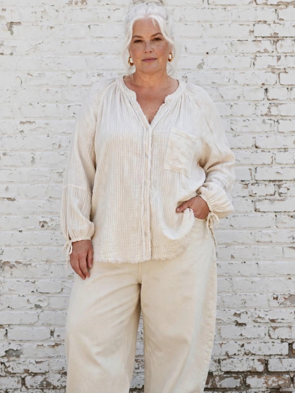 Aerie oversized cotton gauze top